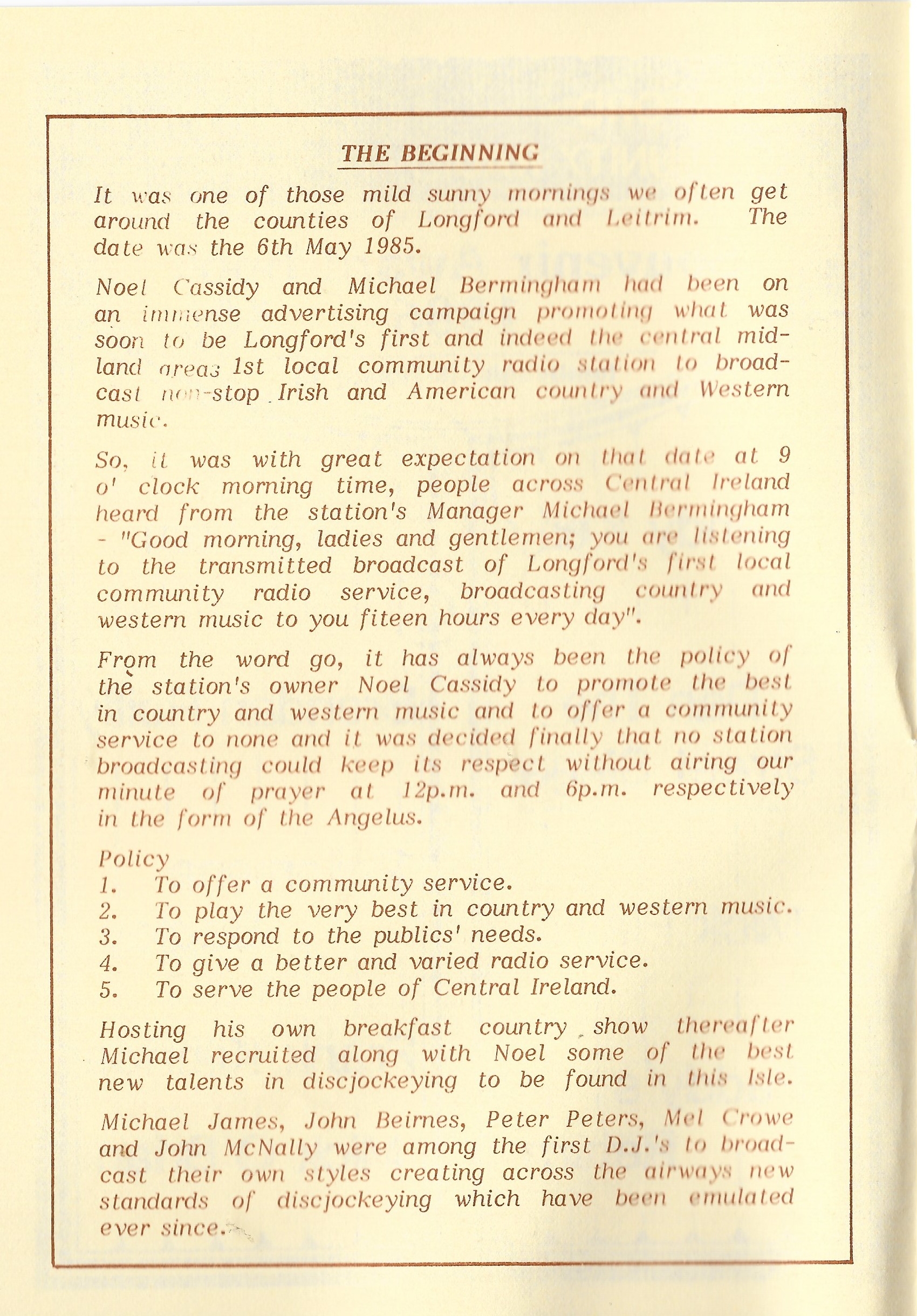 Longford Community Radio Souvenir Awards Booklet