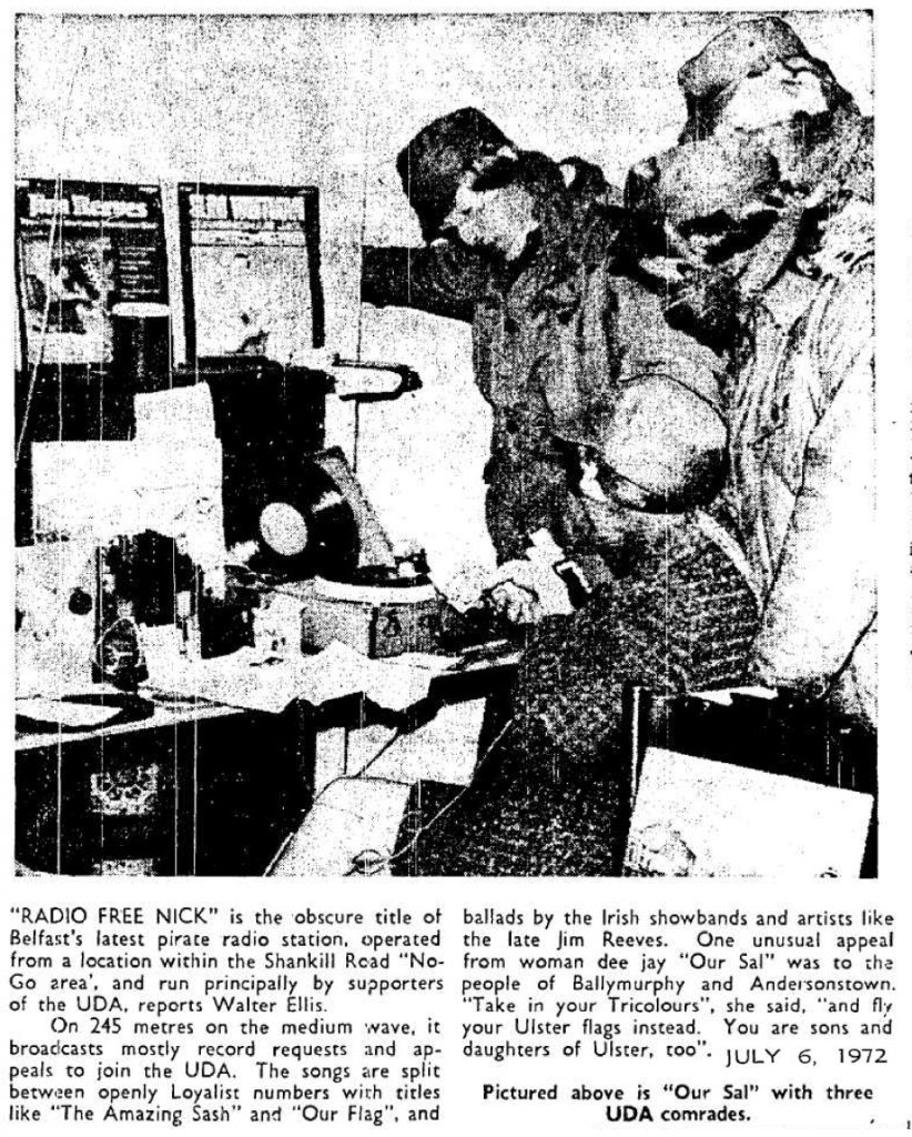 Radio Free Nick from the front page of The Cork Examiner in July 1972