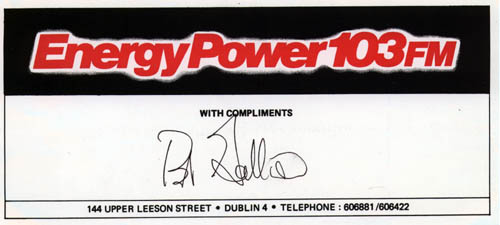 Compliments slip signed by Bob Gallico
