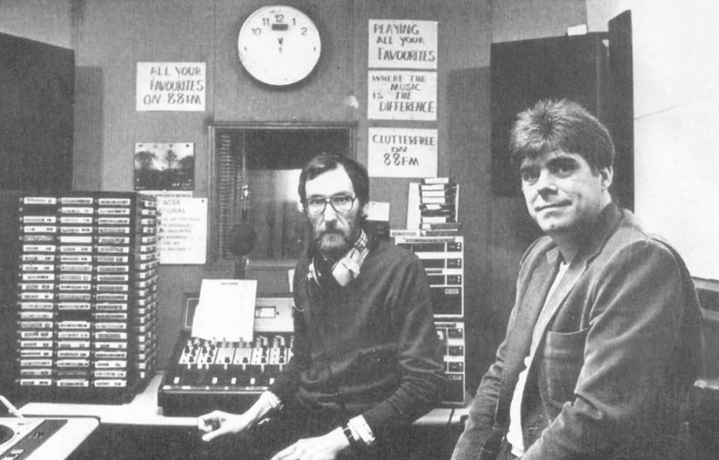Chris Cary & John Clarke in the Radio Nova studio